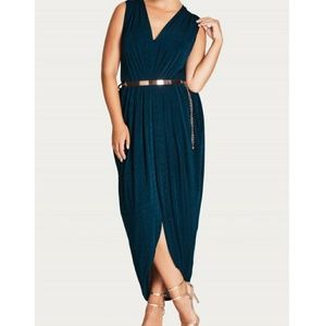 Emerald green slinky maxi dress